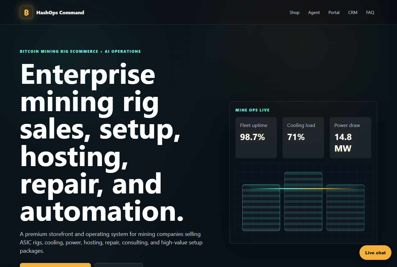 Bitcoin mining platform template preview