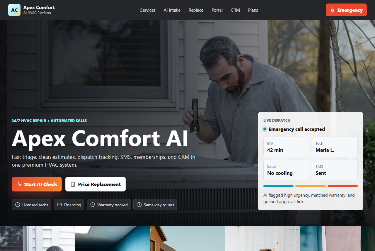 HVAC service website template preview