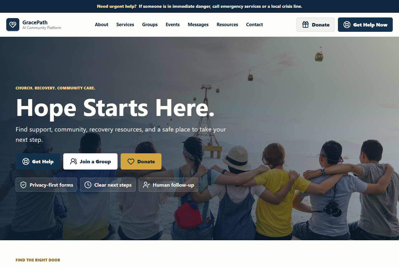 Church rehabilitation community template preview