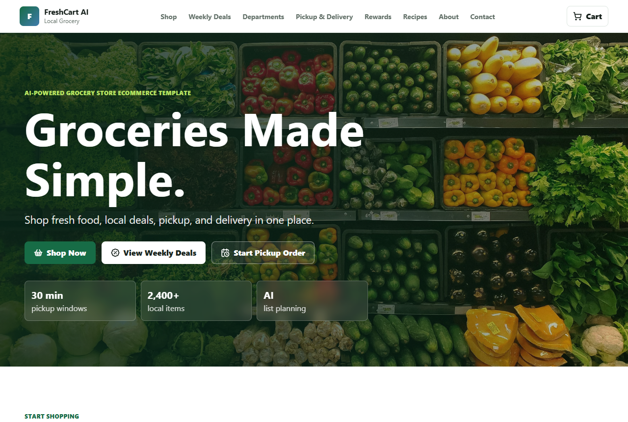 Grocery store ecommerce template preview