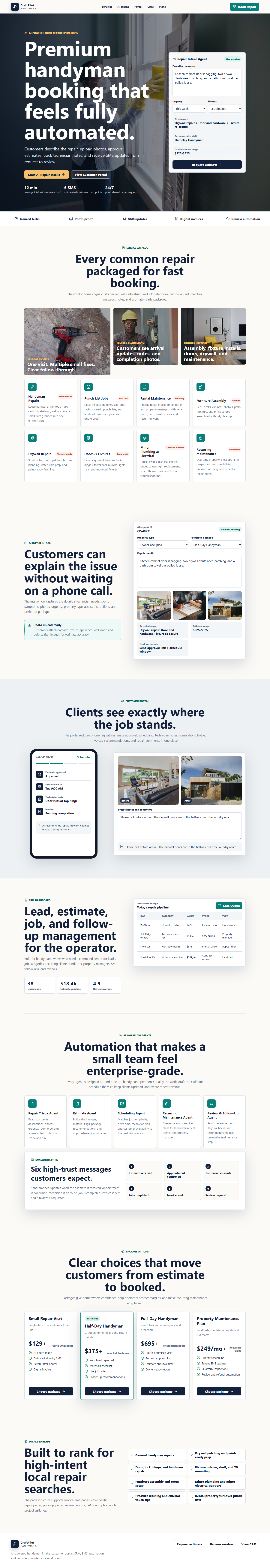 Handyman service website template preview