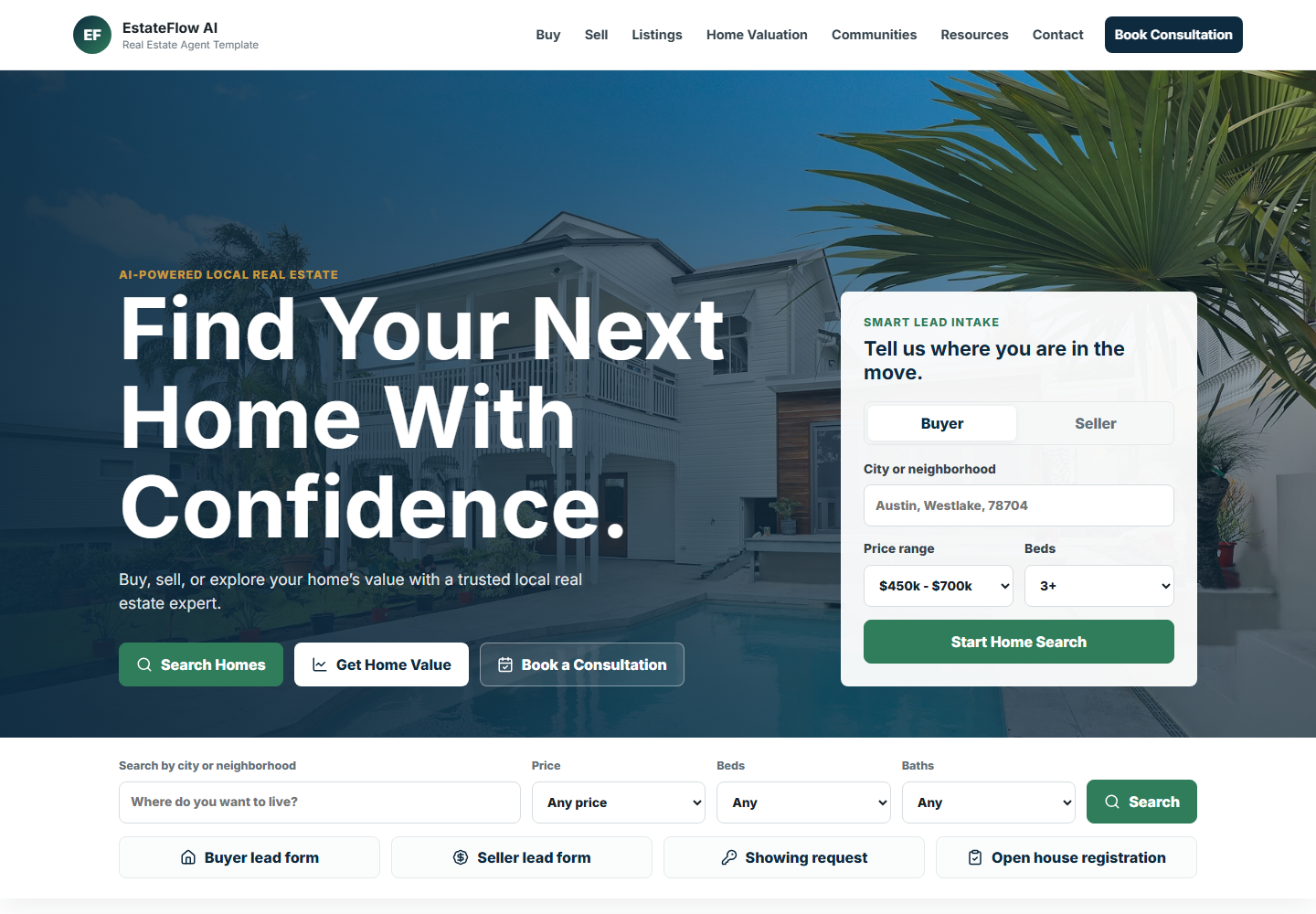 Real estate agent website template preview