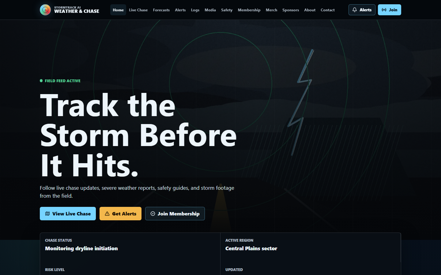 Storm chaser website template preview